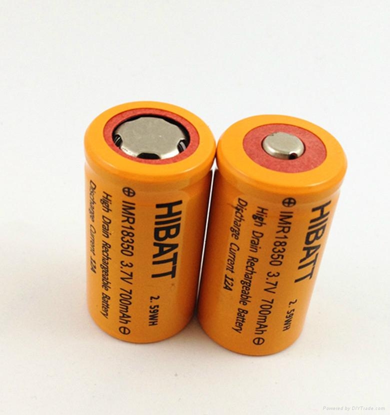 HIGH DRAIN IMR 18350 700mAh 3.7V Battery Li-ion 14a flat top