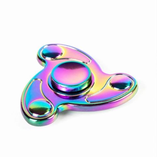 Rainbow swirl dazzle zinc alloy UFO tri fidget spinner