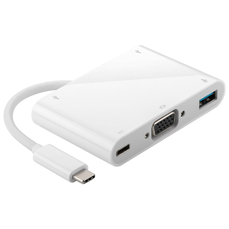 USB 3.1 USB-C to VGA 3IN1 Charging Port Multiport Adapter white