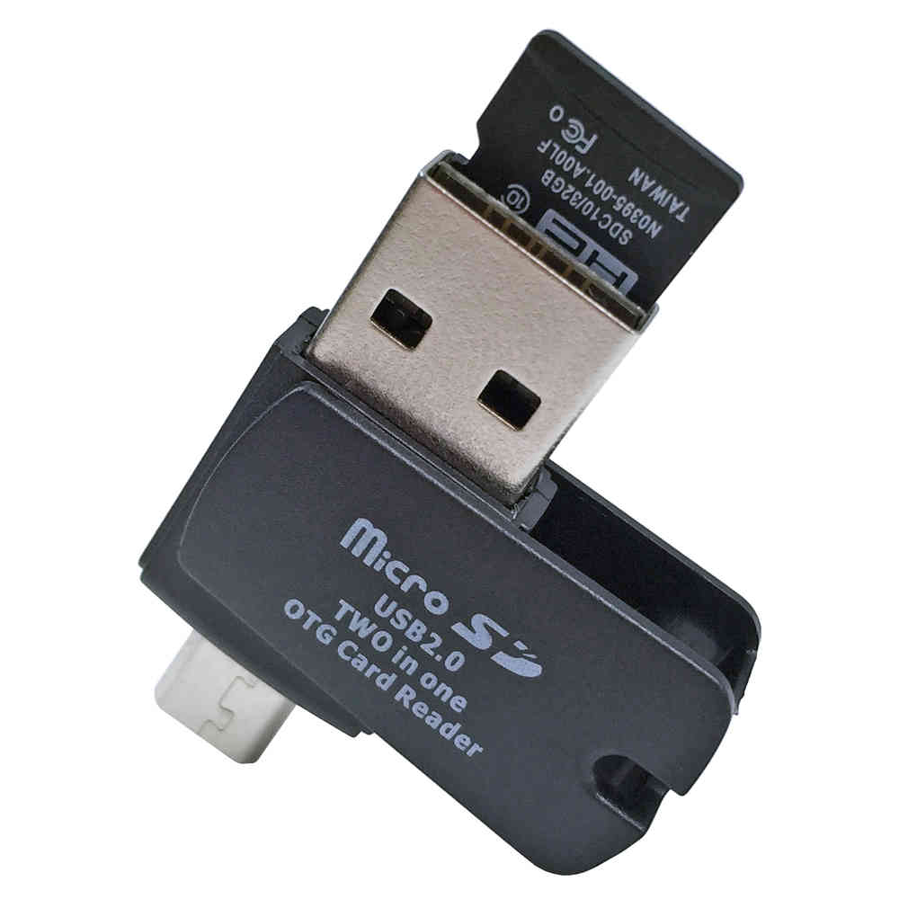 2-in-1 USB 2.0 Micro SD TF Card Reader with OTG with Micro USB for Phone PC