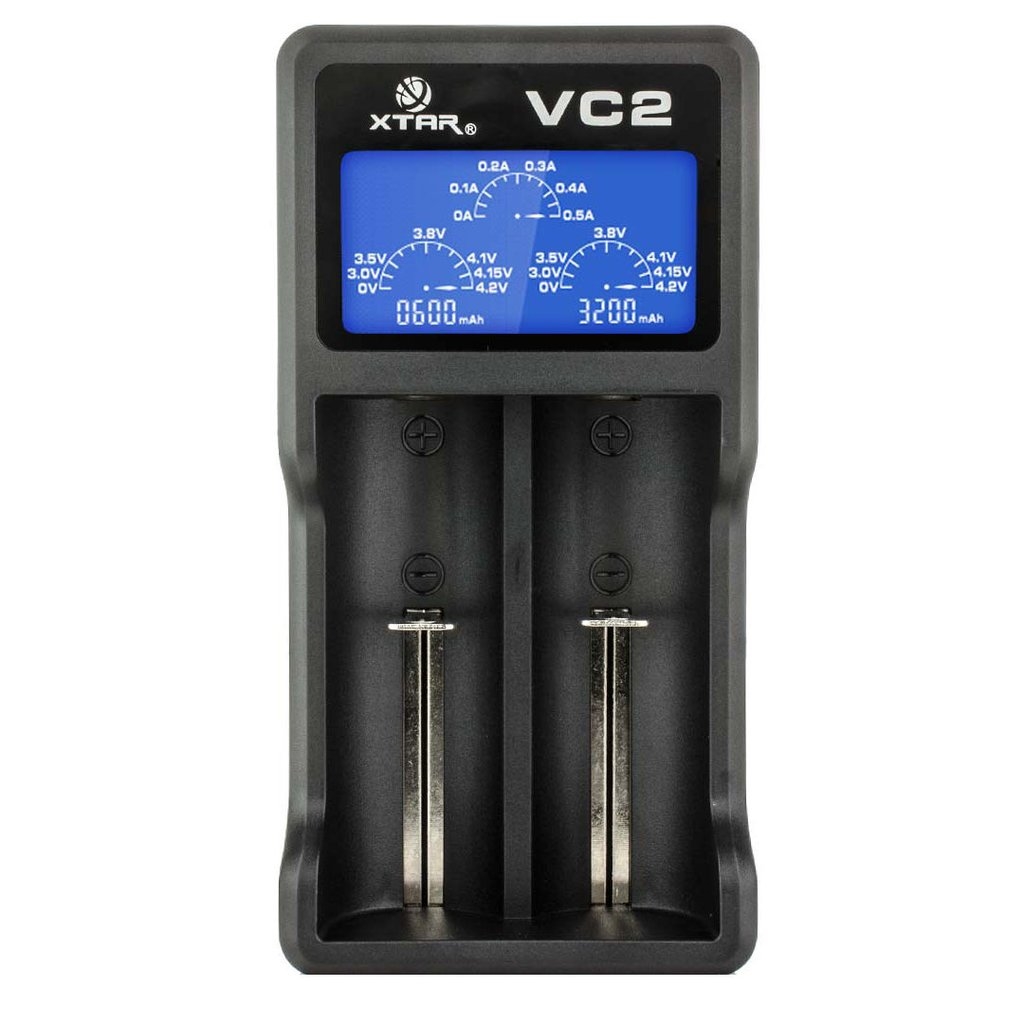 XTAR VC2 2-Slot Smart LCD USB Charger 18650 26650 AA AAA C D Li-ion NiMH analyser