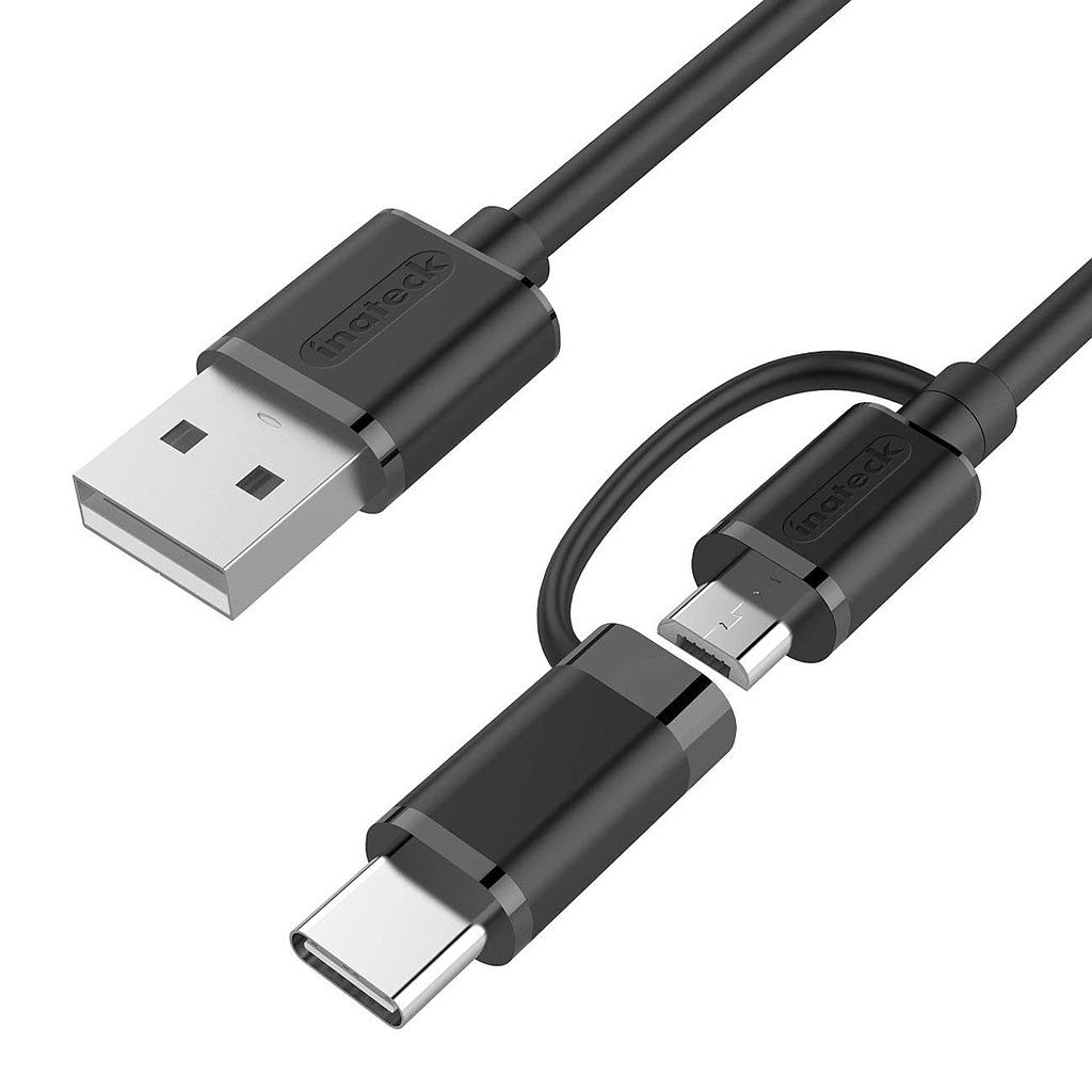 2 in 1 Micro USB & USB-C Charge Sync Cable Black