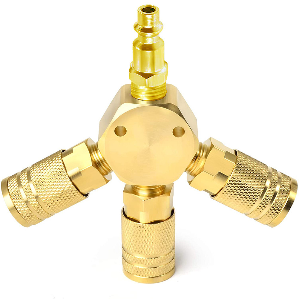 1/4'' NPT Quick Connector 3-WAY manifold Coupler Air Hose Coupling US Type